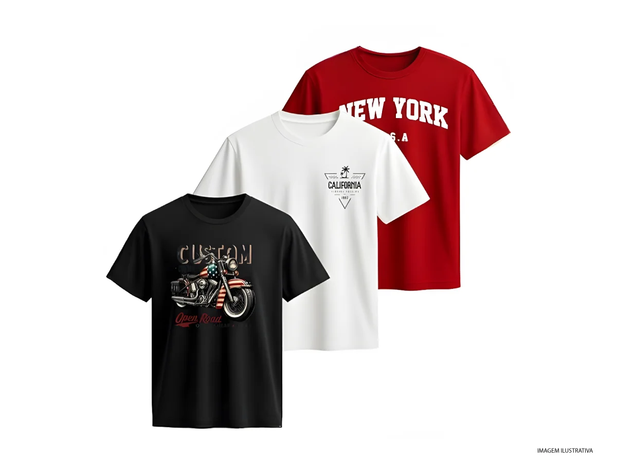 Kit 3 Camisetas Casual Masculina